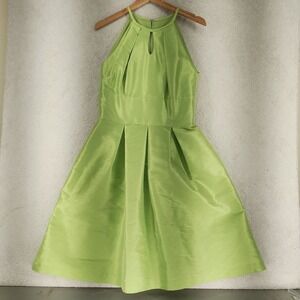 Alfred Sung Dress Womens 10 Pistachio Halter Fit Flare Pleated Keyhole Cocktail